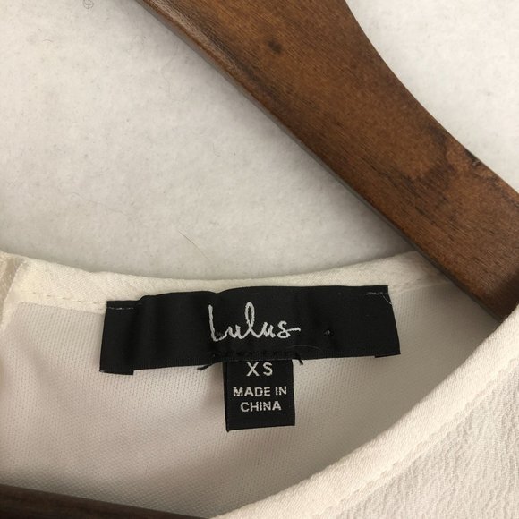 Lulus Women's Size X-Small Tale To Tell Blue Ivory White Short Sleeve Mini Dress - Picture 7 of 10